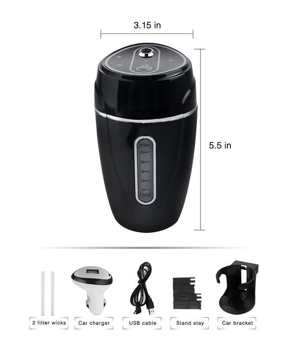 Mini USB Car Humidifier 180 ML Portable USB Powered Mini Air Mist Purifier for Car Office and Home
