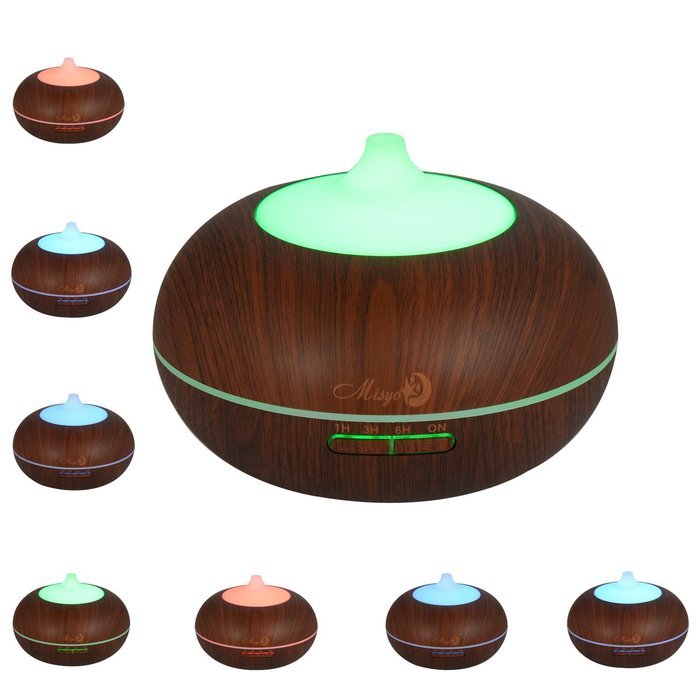 Misyo 300ml Wood Grain Ultrasonic Oil Diffuser Aroma Humidifier with 7 color and Auto Shut-off Protection for...
