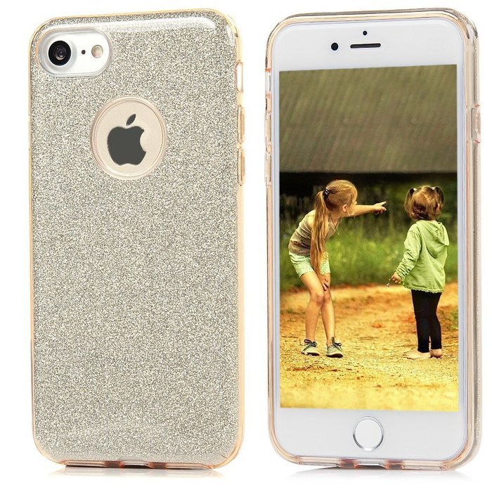 iPhone 7 Case (4.7 inch) - 3 in 1 High Protection Shockproof Soft TPU Rubber Outer Case + Shiny Sparkling PVC... N54