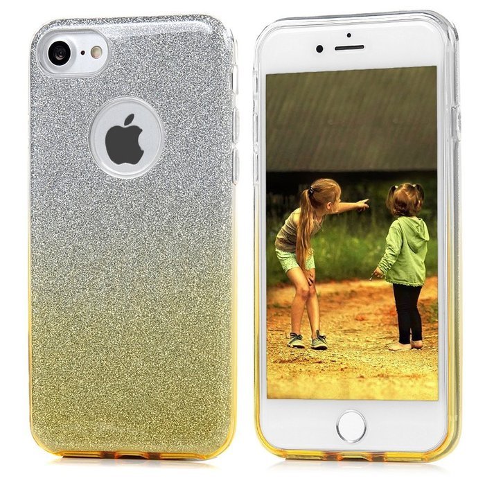 iPhone 7 Case (4.7 inch) - 3 in 1 High Protection Shockproof Soft TPU Rubber Outer Case + Shiny Sparkling PVC... N55