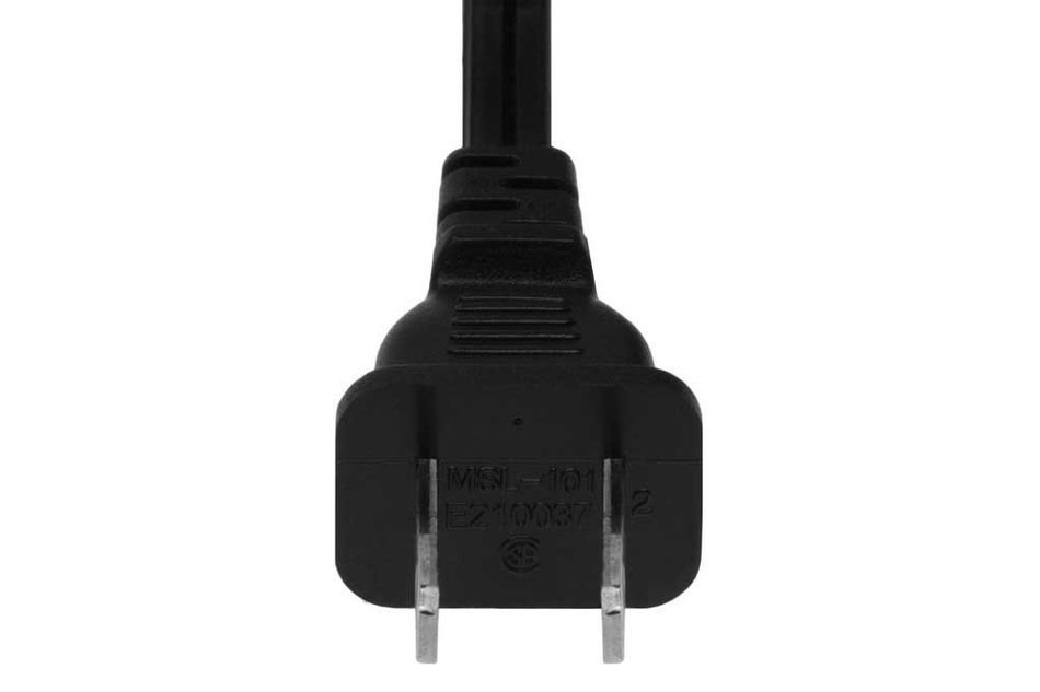 20ft 18 AWG 2-Slot Non-Polarized Power Cord (IEC320 C7 to NEMA 1-15P) N6