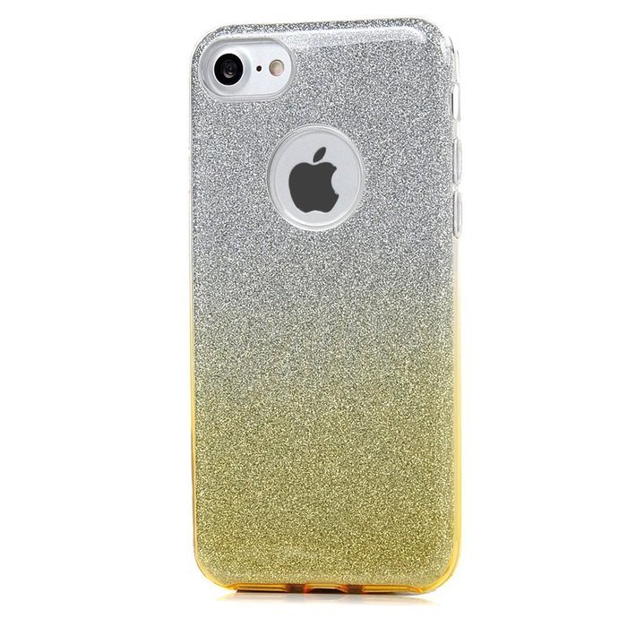 iPhone 7 Case (4.7 inch) - 3 in 1 High Protection Shockproof Soft TPU Rubber Outer Case + Shiny Sparkling PVC... N56