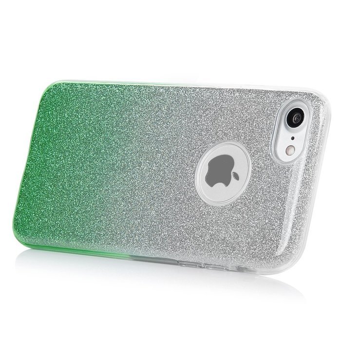 iPhone 7 Case (4.7 inch) - 3 in 1 High Protection Shockproof Soft TPU Rubber Outer Case + Shiny Sparkling PVC... N62