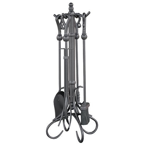 Uniflame, F-1174, 5pc Olde World Iron Fireset with Heavy Crook Handles