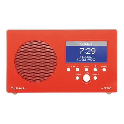 Tivoli Audio Albergo Clock Radio with Bluetooth, Gloss Red/White N3