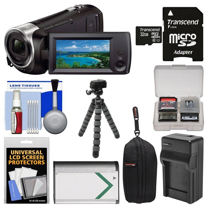 Sony Handycam HDR-CX440 8GB Wi-Fi 1080p HD Video Camera Camcorder with 32GB Card + Case + Battery & Charger +...