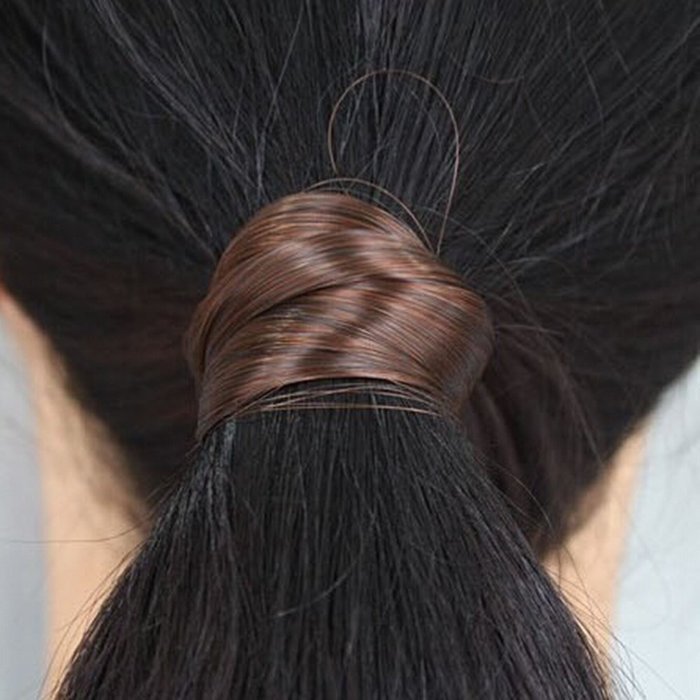 KAKA(TM) Women Girl Korean Stylish Dark Brown Wig Rope Hair Band Accessories