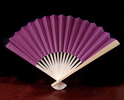Quasimoon 9" Violet Paper Hand Fans for Weddings (10 Pack) by PaperLanternStore