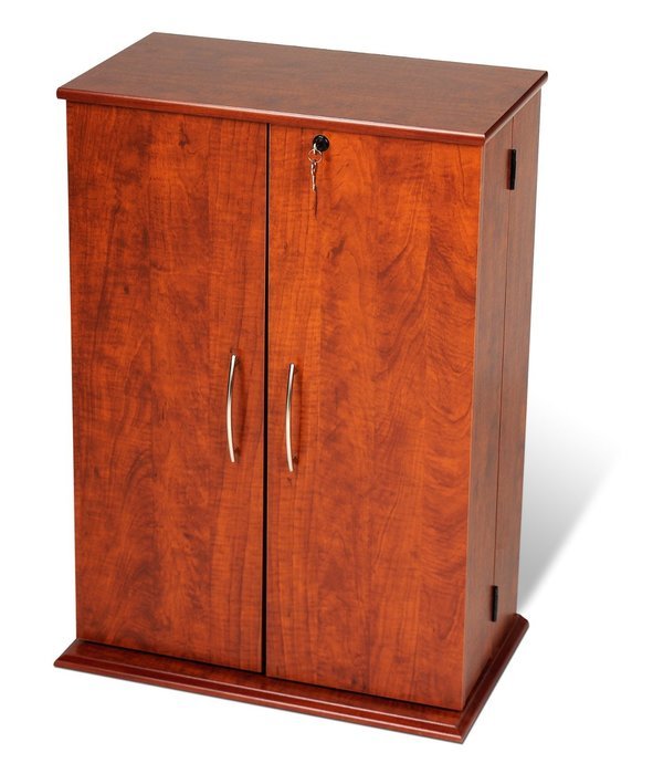 Cherry & Black Locking Media Storage Cabinet N2