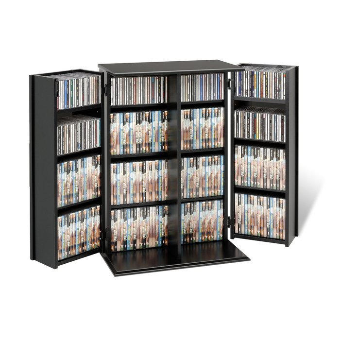 Cherry & Black Locking Media Storage Cabinet N3
