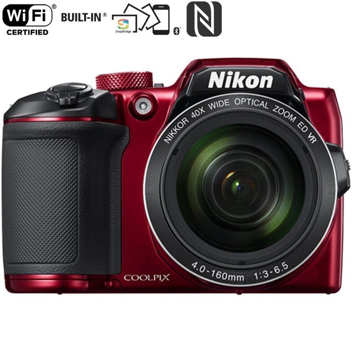 Nikon COOLPIX B500 16MP 40x Optical Zoom Digital Camera with wifi - Red (Certified Refurbished) N14
