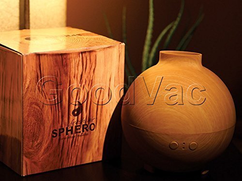 Fresh Air Sphero Essential Oil Diffuser, 600ml, Wood Grain Design, Whisper-Quiet, Mist Mode with Timer, Waterless...