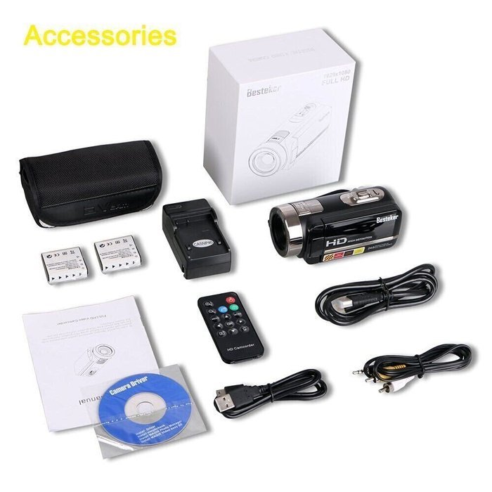 Camera Camcorders, Besteker Portable 1080P 24MP 16X Digital Zoom Video Camcorder with 2.7" LCD and 270 Degree... N21