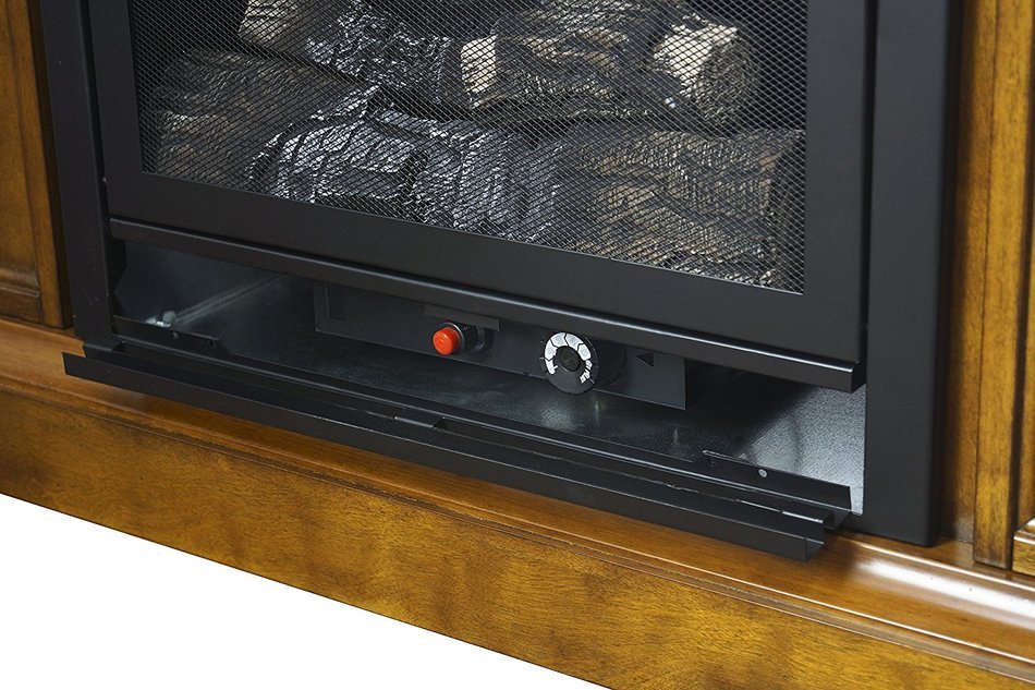 Pleasant Hearth VFF-PH20D Heritage Compact Vent-Free Dual Fuel Gas Fireplace with Wall Corner Combo N3