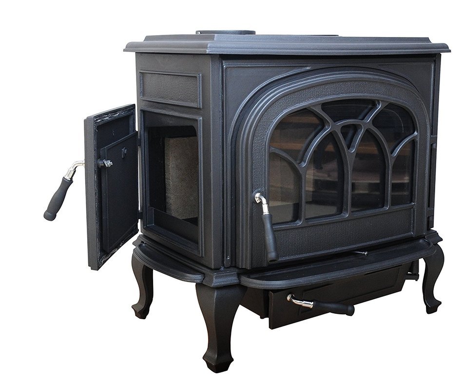 HorseFlame Extra Large Cast Iron Freestanding Wood Burning Stove HF737U Paint Black N6