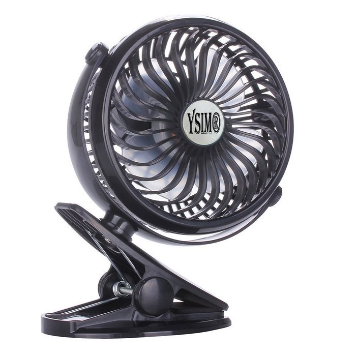 YSIM&reg; Clip on Fan Rechargeable Battery Fan 360 Degree Rotation USB to Baby Stroller and Desk with Quietness Blue 5"