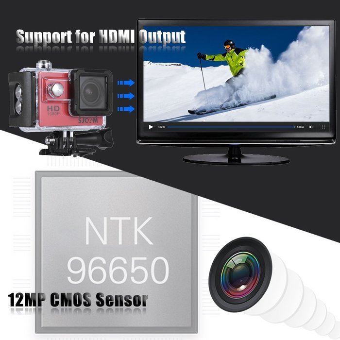 SJCAM SJ4000 2.0" LCD Screen 1080P 30fps Full HD 12MP Waterproof 30M NTK96650 Action Sports Helmet Camera DV 170... N25