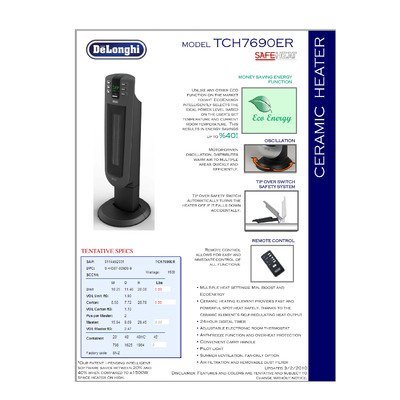 Ceramic 1,500 Watt Portable Electric Tower Heater with Thermostat, Features Built in Safety, Perfect to Warmth...
