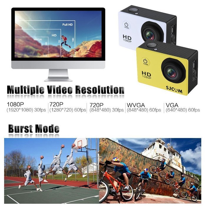 SJCAM SJ4000 2.0" LCD Screen 1080P 30fps Full HD 12MP Waterproof 30M NTK96650 Action Sports Helmet Camera DV 170... N26