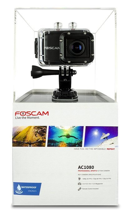 Foscam AC1080 Action Camera - HD 1080P, 12MP 3x Rapidshot, 170&deg; Viewing Angle, 1.5" LCD Viewscreen, Built-in Mic... N5