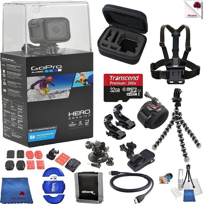 Gopro Hero 4 Session 15 Piece Pioneer Bundle Includes: Go Pro Hero4 Session + Case + Flexible Tripod + Chest Strap...