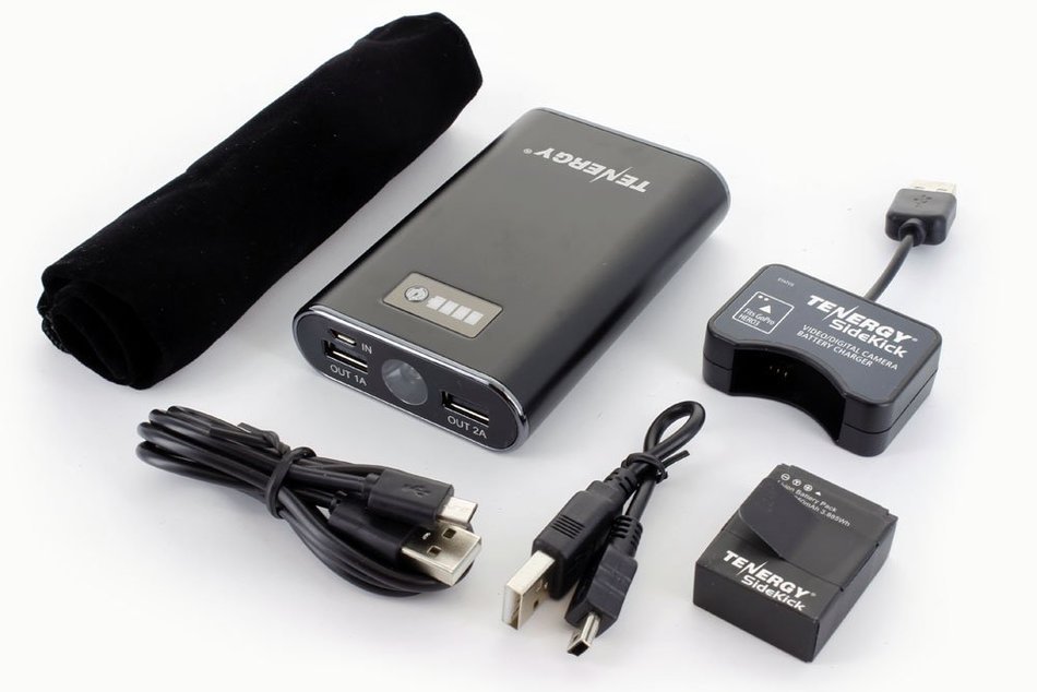 Tenergy SideKick4 Combo: External 5200mah powerbank compact USB port adapter and 1 Lipo battery for GoPro HD HERO3... N8