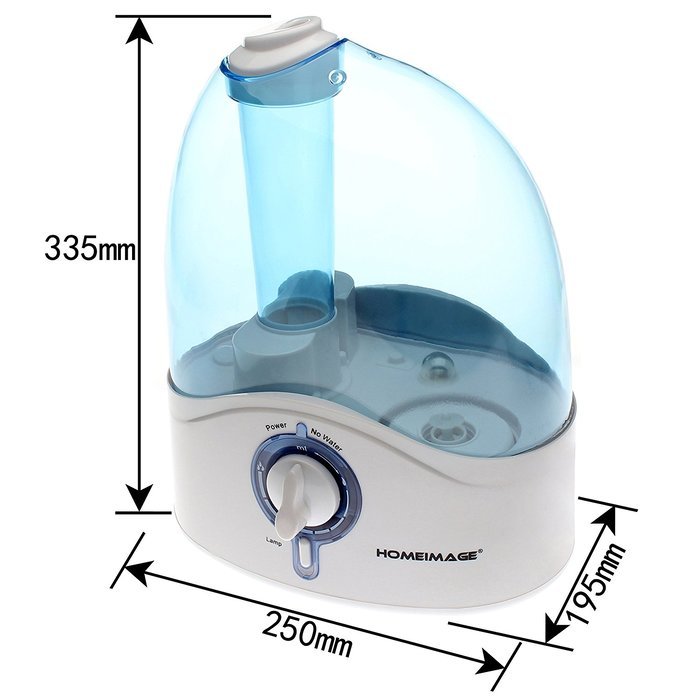 HOMEIMAGE 1.58 Gallons per day Output, 1.19 gallons or 4.5 liters Large Tank Capacity Cool Mist Humidifier - HI-B12BLUE