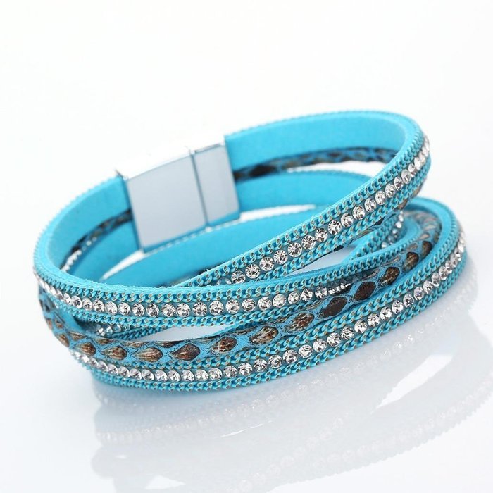AutumnFall&reg; Women Bohemian Bracelet Woven Braided Handmade Wrap Cuff Magnetic Clasp (Gray) N2