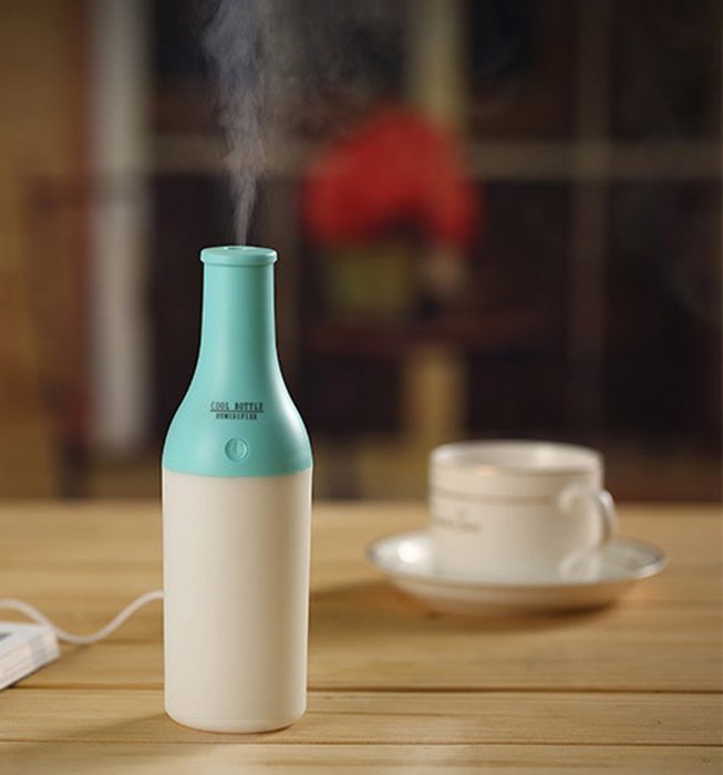 Mayskey Portable Cool Bottle 180ml USB Ultrasonic Humidifier Atomizer with LED Light (Green) N2