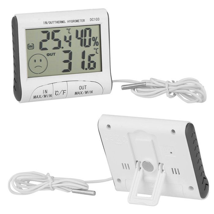 Digital Thermometer Hygrometer Max Min Temperature Humidity Indoor Outdoor