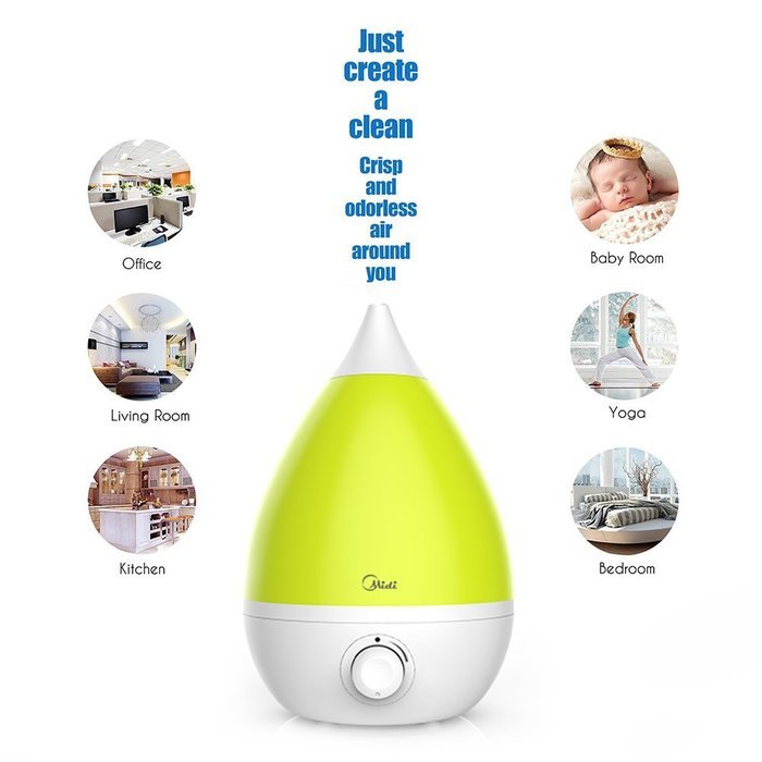 Ultrasonic Cool Mist Humidifier - Humidifier Whisper-quiet Operation,Drop Shape Ultrasonic Cool Mist Operation N3