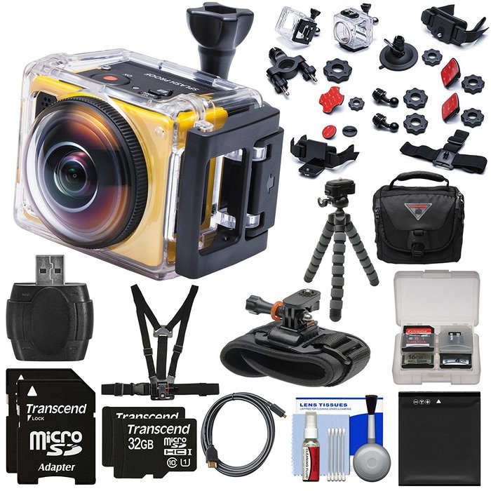 Kodak PixPro SP360 Wi-Fi HD Video Action Camera Camcorder - Extreme Pack with Chest Strap + Wrist Mounts + 64GBs... N2