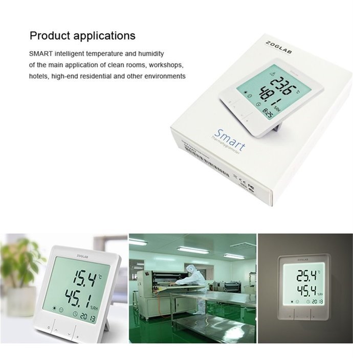 ZOGLAB Smart Intelligent Large LCD Indoor Air Quality Multipurpose Digital Temperature and Humidity Meter N2