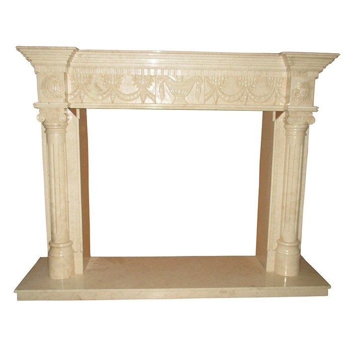 Cream Polished Marble Fireplace Surround FPS-16