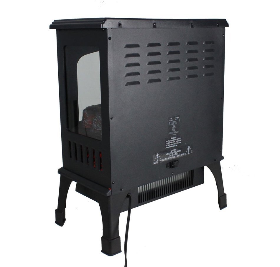 Indoor Electric Stove Heater With Infrared Technology-Beautiful Black Finish With LED Simulated Flames Three Sided...