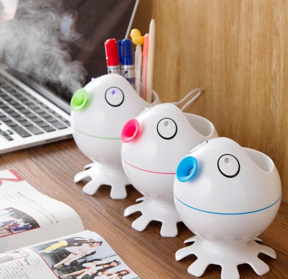 RipaFire&reg; Octopus Shape Mini Portable USB Multifunctional Muted Air Humidifier Purple Light Disinfection Pen Container... N4