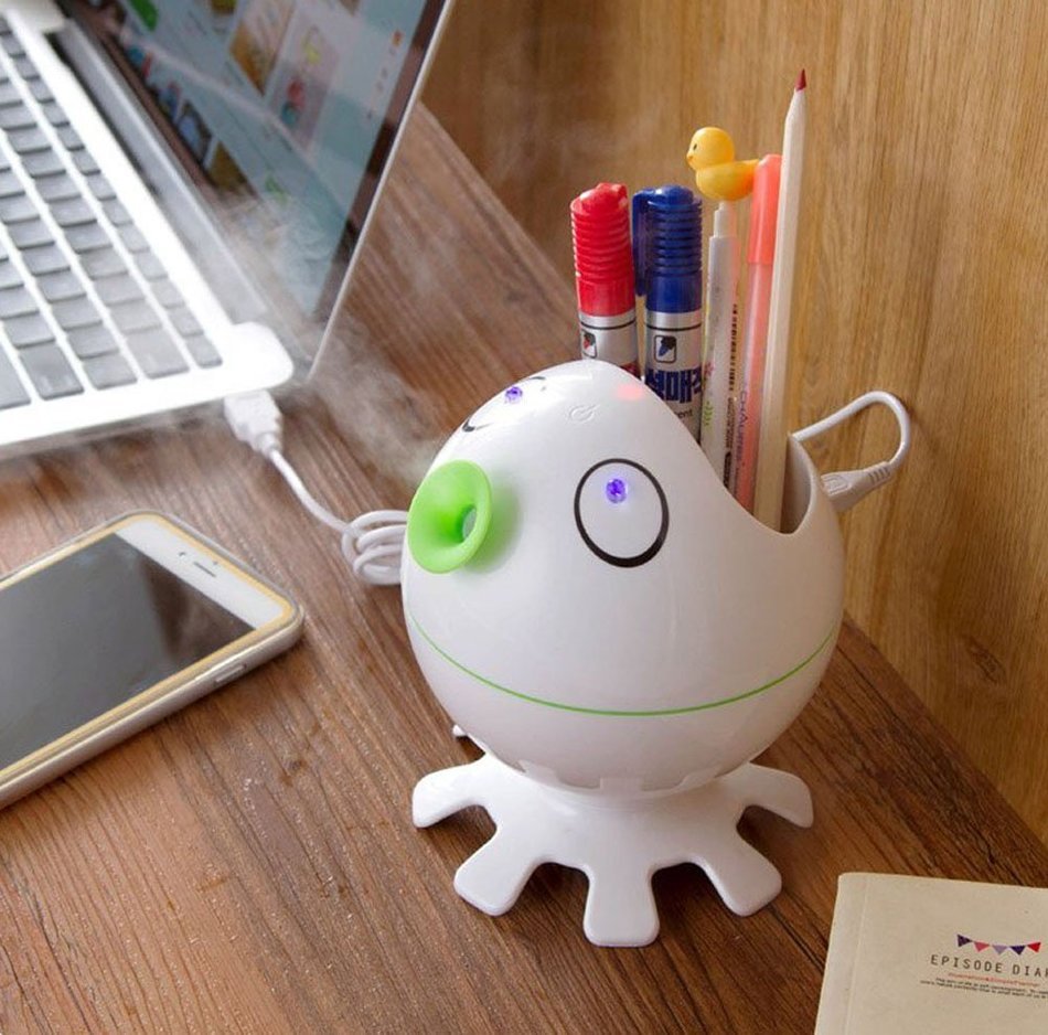 RipaFire&reg; Octopus Shape Mini Portable USB Multifunctional Muted Air Humidifier Purple Light Disinfection Pen Container... N5
