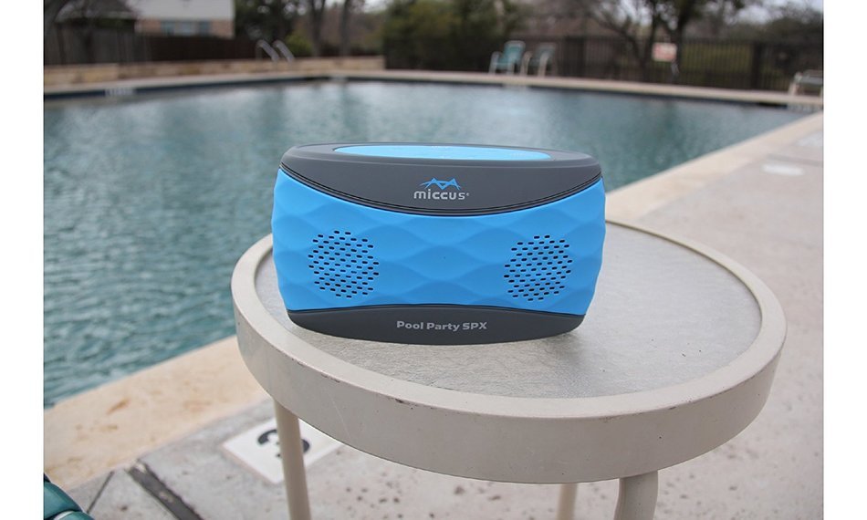 Miccus pool party SPX9: Rainproof, Water Resistant, Bluetooth Wireless Stereo Speaker System (Blue/Gray) N3