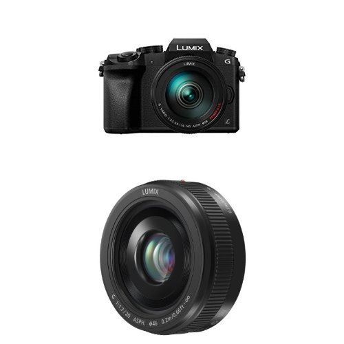Panasonic Lumix DMC-G7 Mirrorless Digital Camera w Panasonic Lumix G 20mm F1.7 II ASPH + Lumix G Vario 14-140mm...