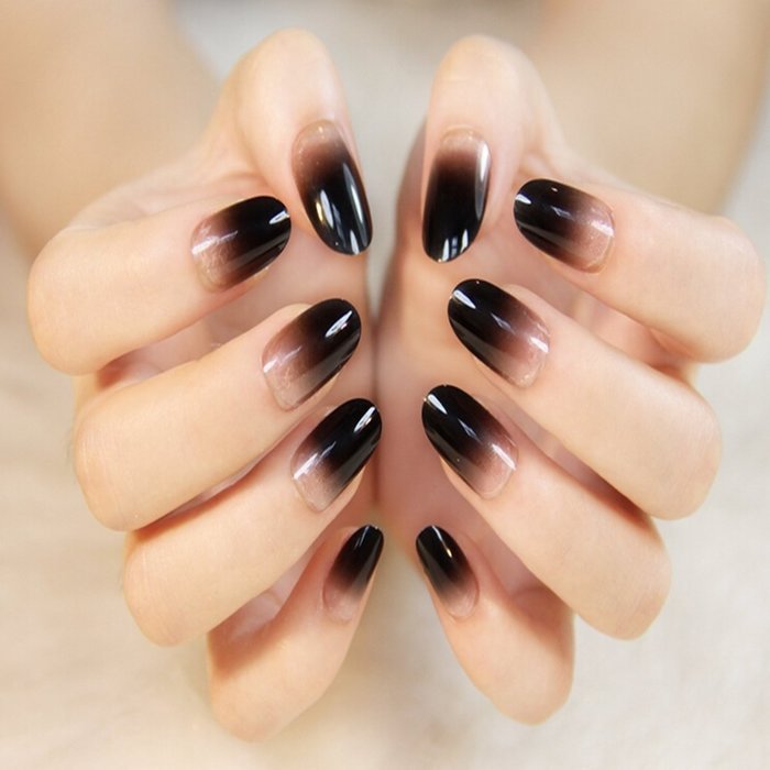 EVTECH(TM) 24 Pcs Nail Decals French Artificial Full Cover False Nails Round Head Nail Art Tips Fashion Style... N3