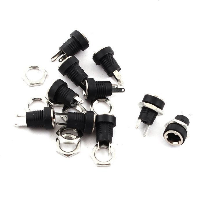 uxcell&reg; 10 Pieces 5.5mmx2.1mm DC Power Jack Female Panel Mount Connector
