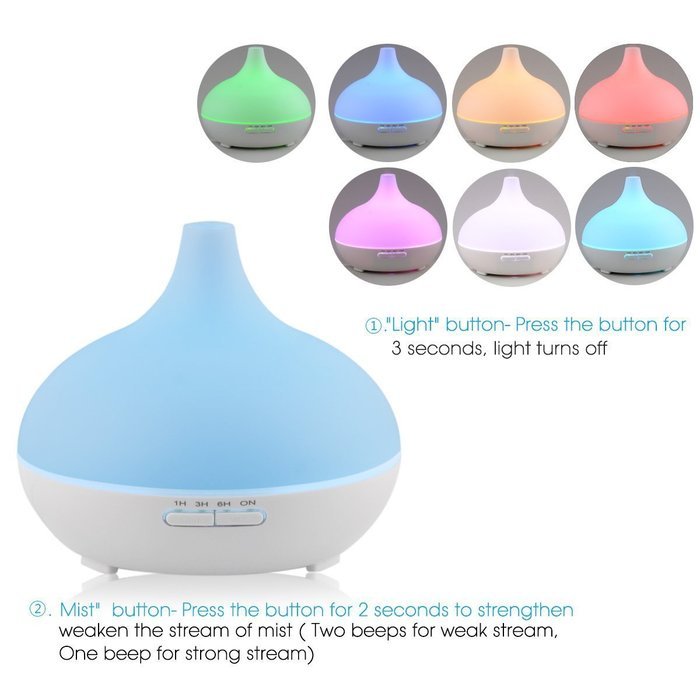 300ml 7 Colors LED Aromatherapy Humidifier Ultrasonic Essential Oil Diffuser for Home Office Yoga Studio