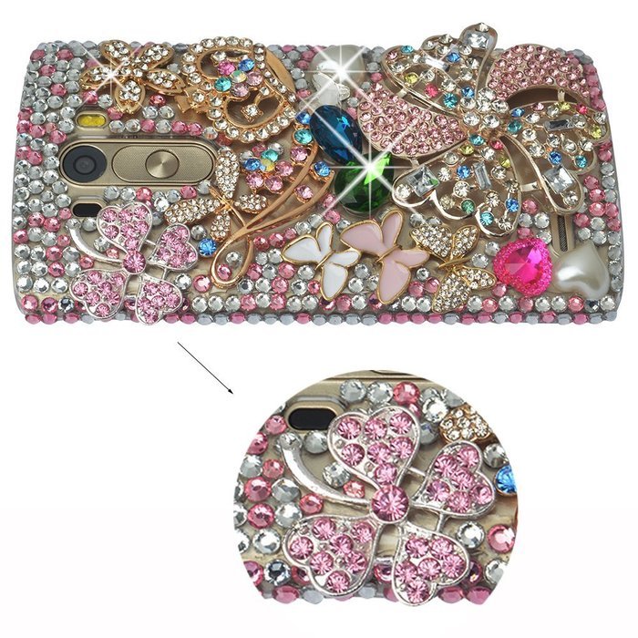 LG G5 Case, LG G5 Bling Case-Spritech(TM) 3D Handmade Colorful Diamond Bling with Butterfly Flower Decoration... N2