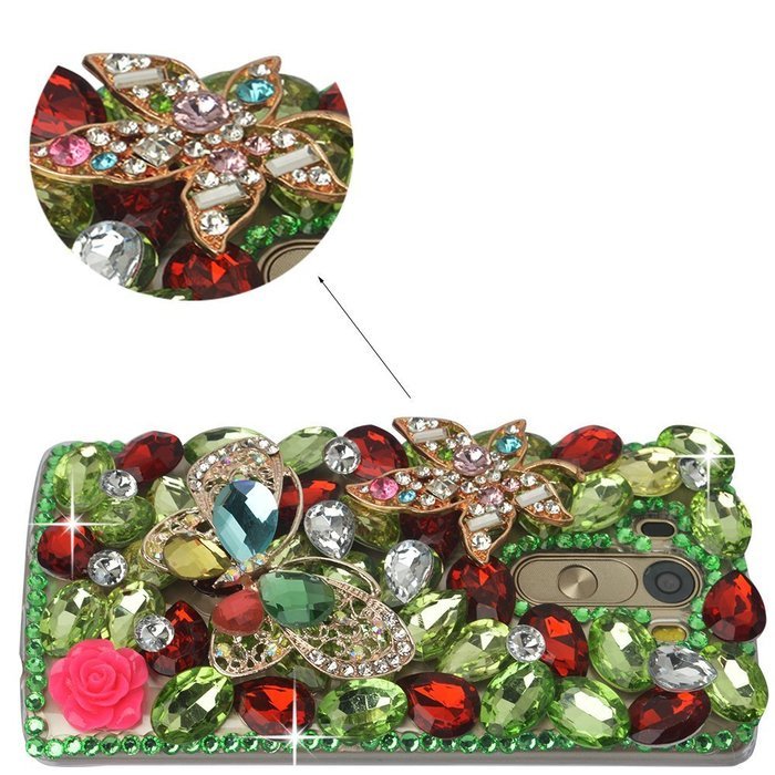 LG G5 Case, LG G5 Bling Case-Spritech(TM) 3D Handmade Colorful Diamond Bling with Butterfly Flower Decoration... N3