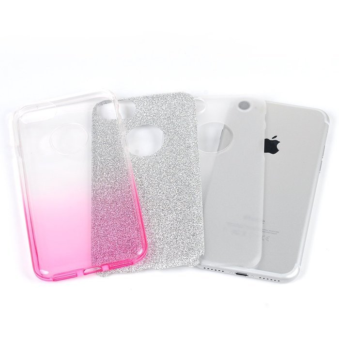 iPhone 7 Case (4.7 inch) - 3 in 1 High Protection Shockproof Soft TPU Rubber Outer Case + Shiny Sparkling PVC... N76