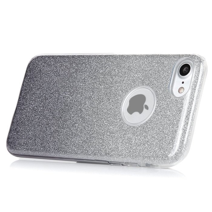 iPhone 7 Case (4.7 inch) - 3 in 1 High Protection Shockproof Soft TPU Rubber Outer Case + Shiny Sparkling PVC... N79
