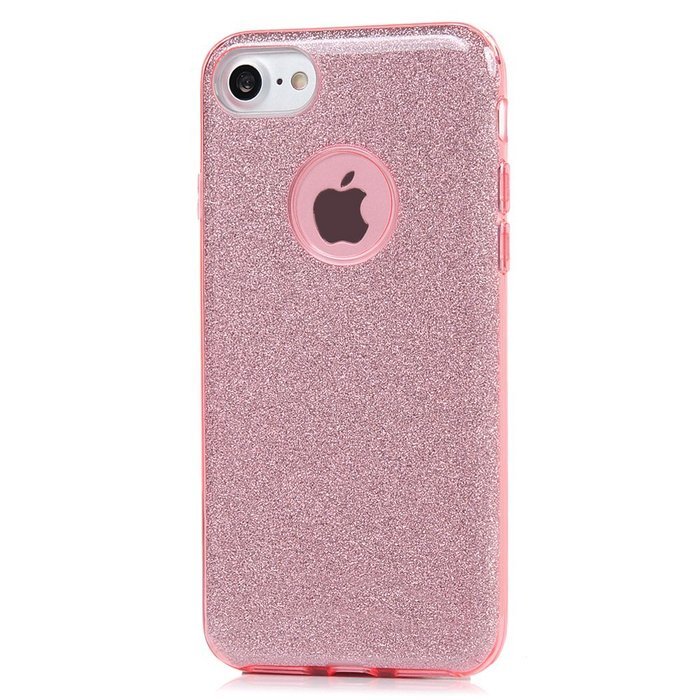 iPhone 7 Case (4.7 inch) - 3 in 1 High Protection Shockproof Soft TPU Rubber Outer Case + Shiny Sparkling PVC... N80