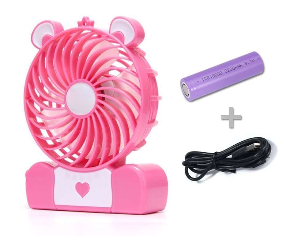 Niceshop&reg; Mini 3-Inches Electrical Portable fan Rechargeable Cute Pocket Bear Fan 3 Speeds 18650 Desktop Summer... N2