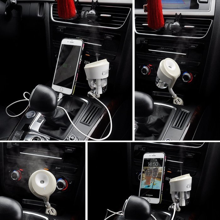 Car Humidifier, YCTA 4 in 1 Ultrasonic Aromatherapy Essential Oil Diffuser, Air Purifier with Auto Off, Dual Port... N7