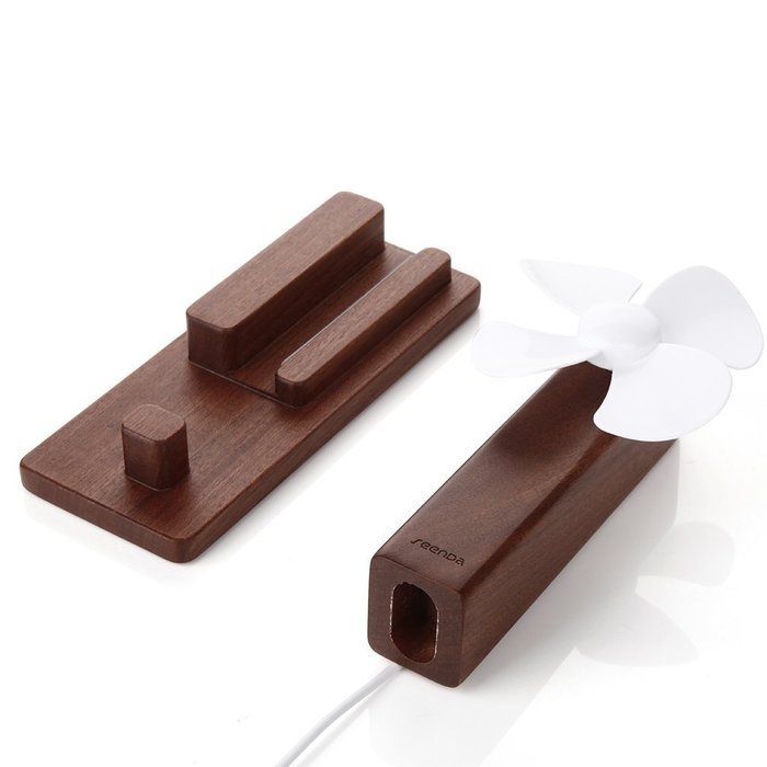 USB Cool Fan Natural Wood Stand Station Dock Platform N4